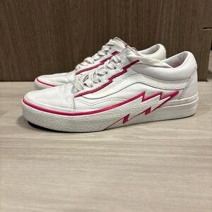 Vans White Sneakers with Pink Accents
